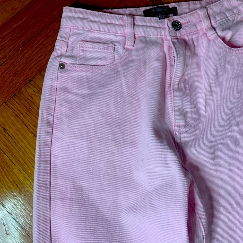 Size US2 misguided pink petite denim mom jeans